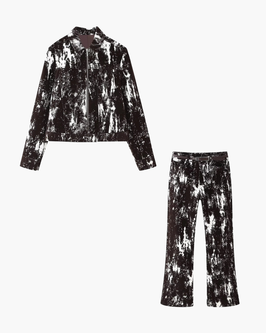 Vintage Broekpak met Print Jas & Hoge Taille Jeans voor Dames