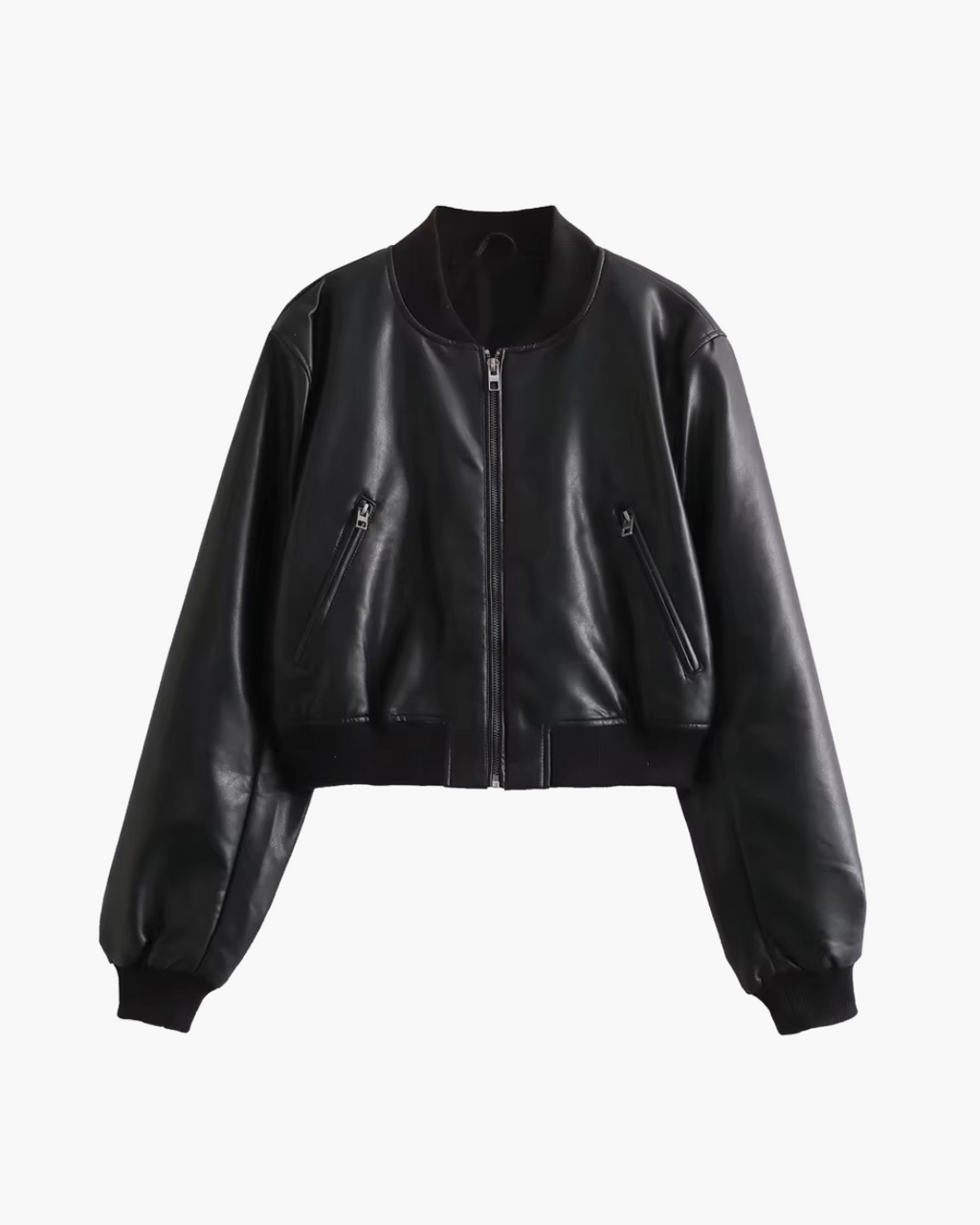 Korte Kunstleren Zwarte Motorjas Voor Dames