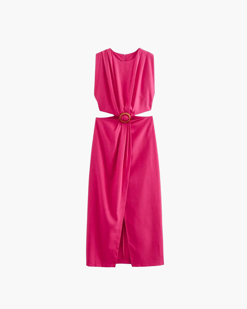 Slanke Mouwloze Jurk met O-Hals en Uitgeholde Taille voor Dames