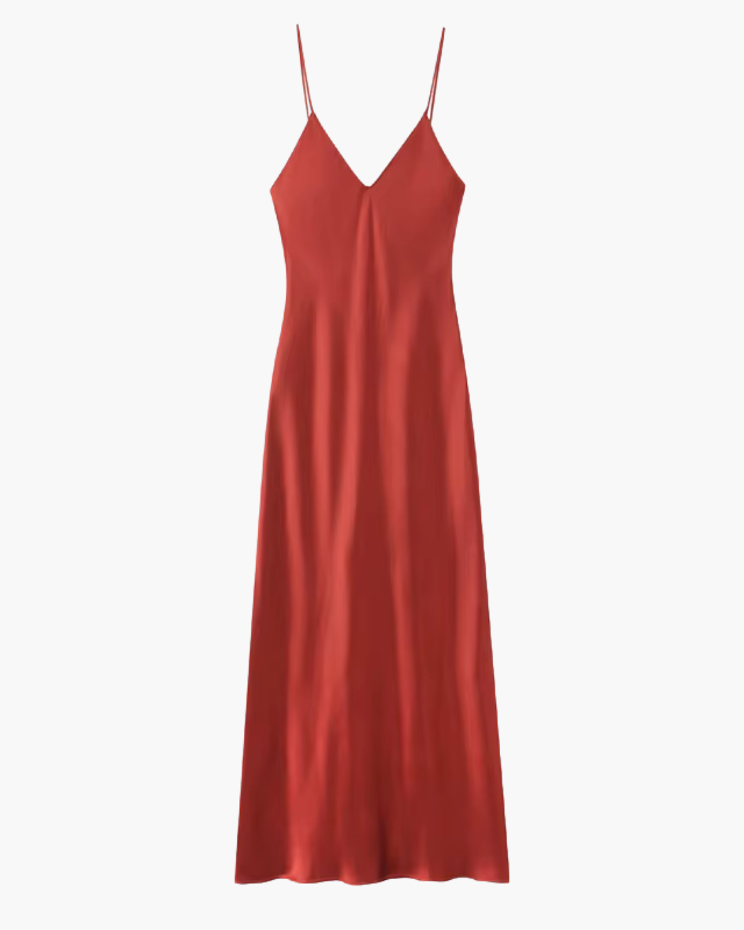 Satijnen Avondjurk met V-Hals en Dunne Bandjes voor Dames