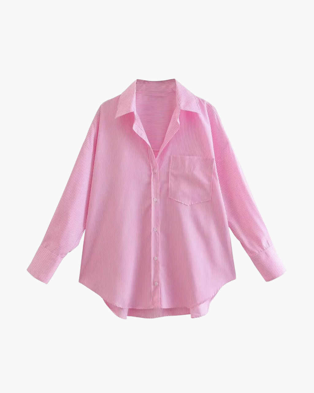 Roze Gestreepte Oversized Blouse met Zak voor Dames
