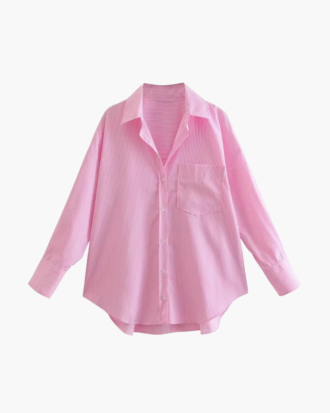 Roze Gestreepte Oversized Blouse met Zak voor Dames