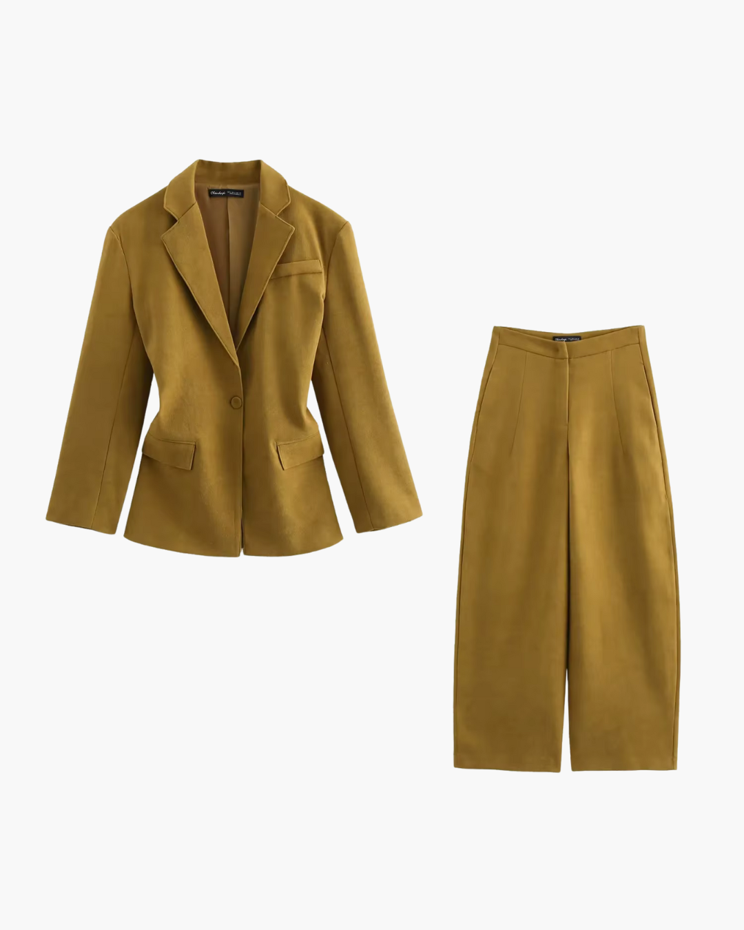 Vintage Chic Bruine Blazer en Broek Set voor Dames