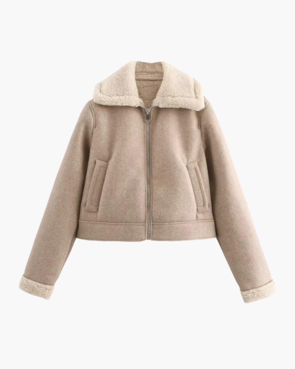 Minimalistische Damesjas met Zachte Kraag voor Dames