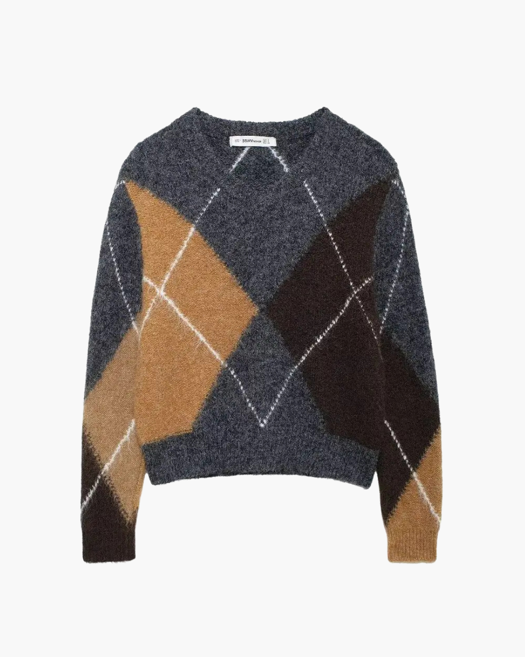 Elegante Geruite V-Hals Herfst Trui voor Dames