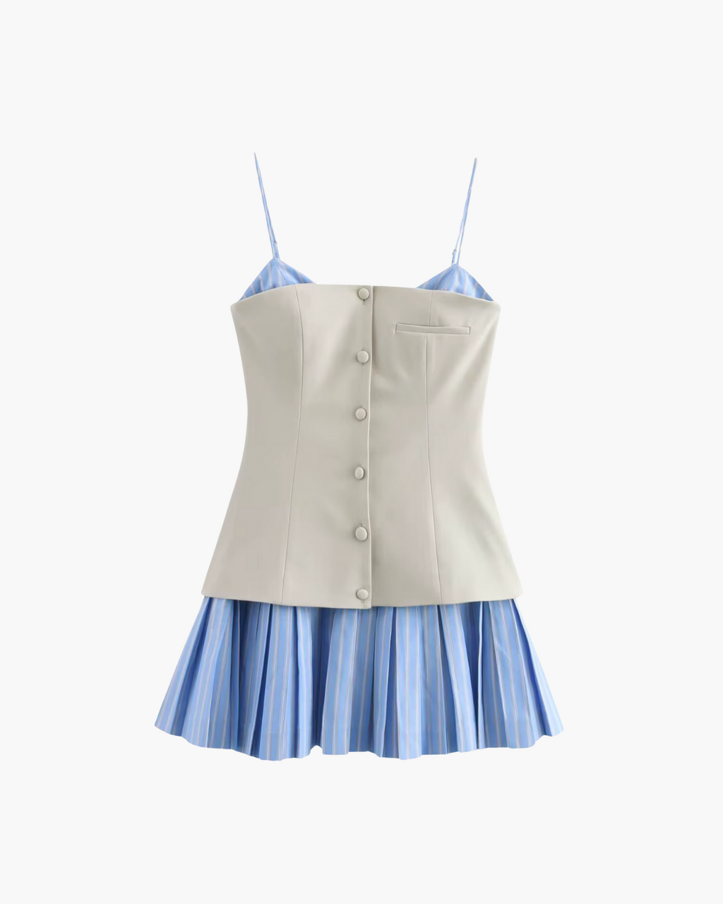 Elegante Geplooide Mini Jurk met Strepen en Sling voor Dames