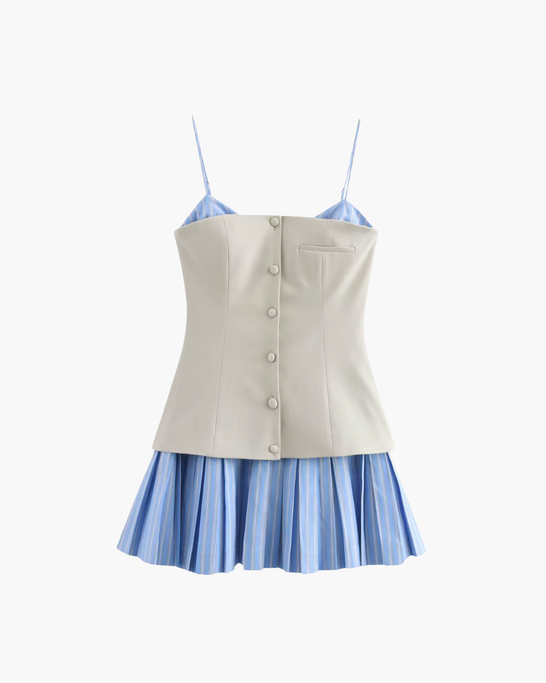 Elegante Geplooide Mini Jurk met Strepen en Sling voor Dames