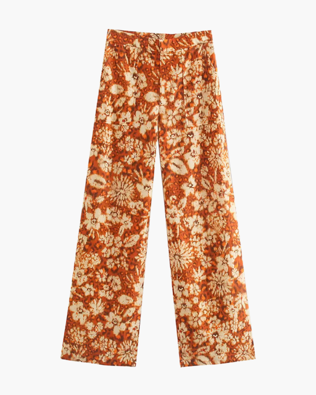 Vintage Bloemen Print Rechte Broek voor Dames