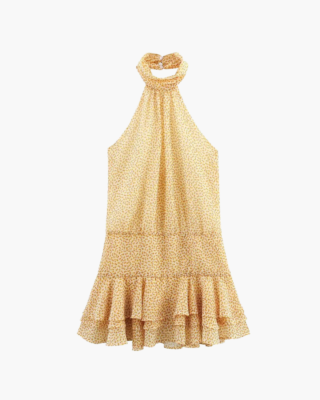 Zomerse Off-Shoulder Mini Jurk – Ruches & Halterdetail voor Dames