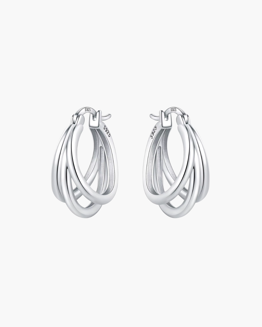 Meerlaagse 925 Sterling Zilveren Hoepel Oorbellen voor Dames