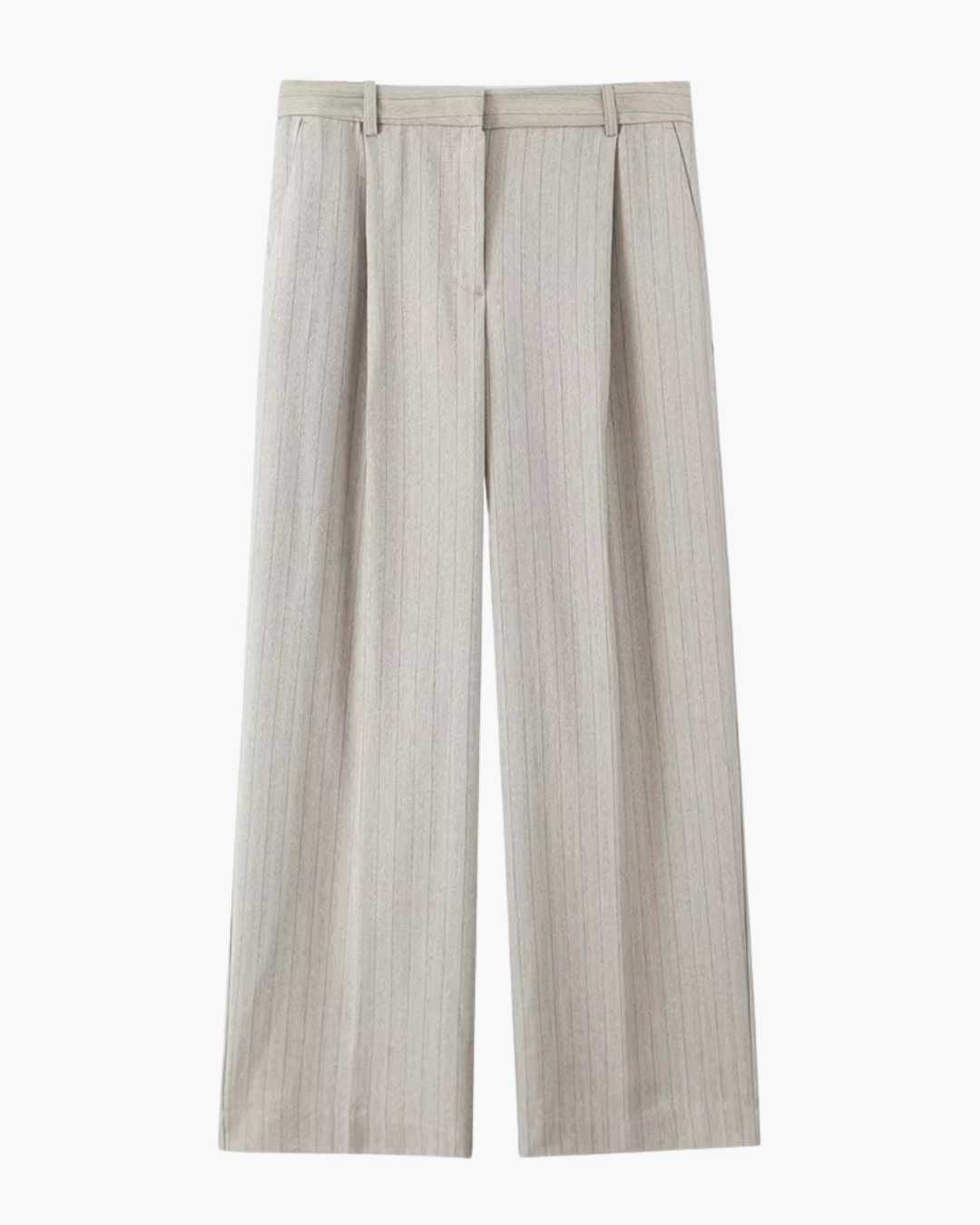 Gestreepte Beige Wijde Pijpen Pantalon voor Dames