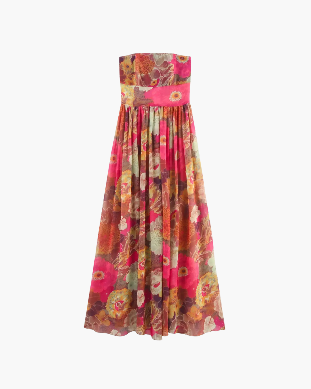 Elegante Strapless Lange Jurk met Bloemenprint voor Dames