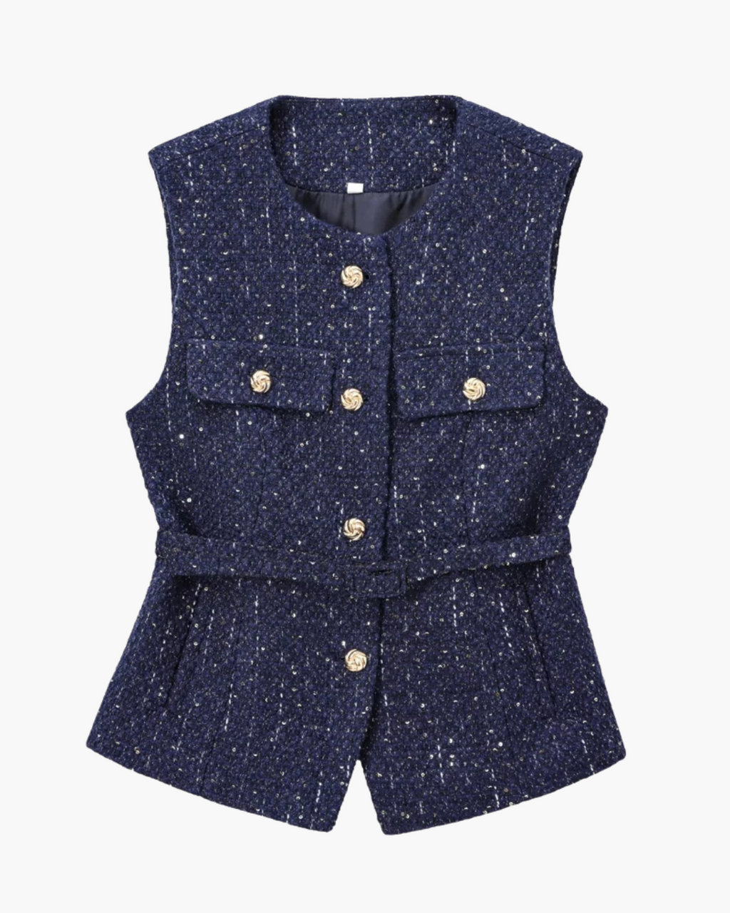 Chique Mouwloze Gilet met Riem en Knoopsluiting voor Dames