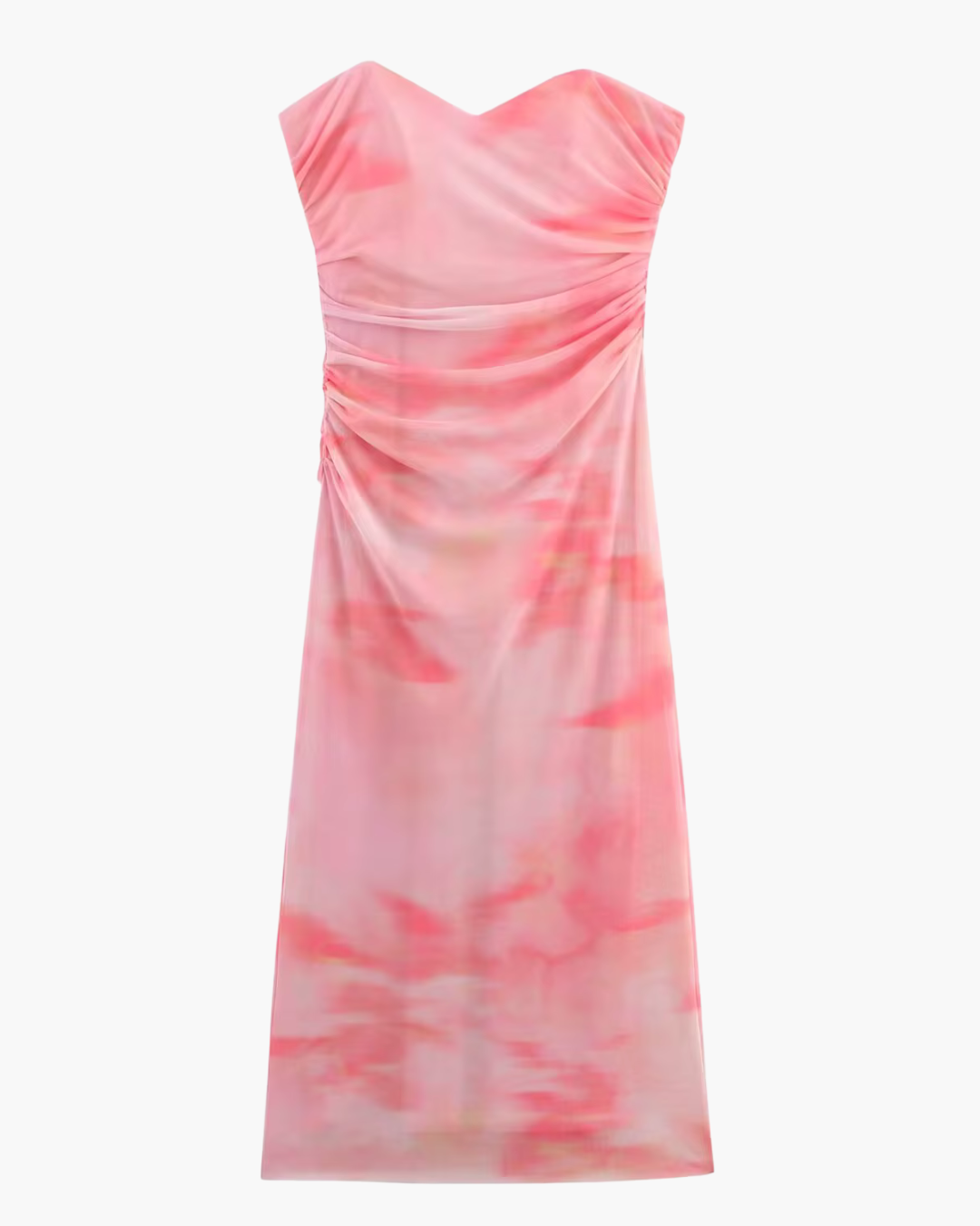 Strapless Geplooide Jurk met Splitzoom en Open Rug voor Dames