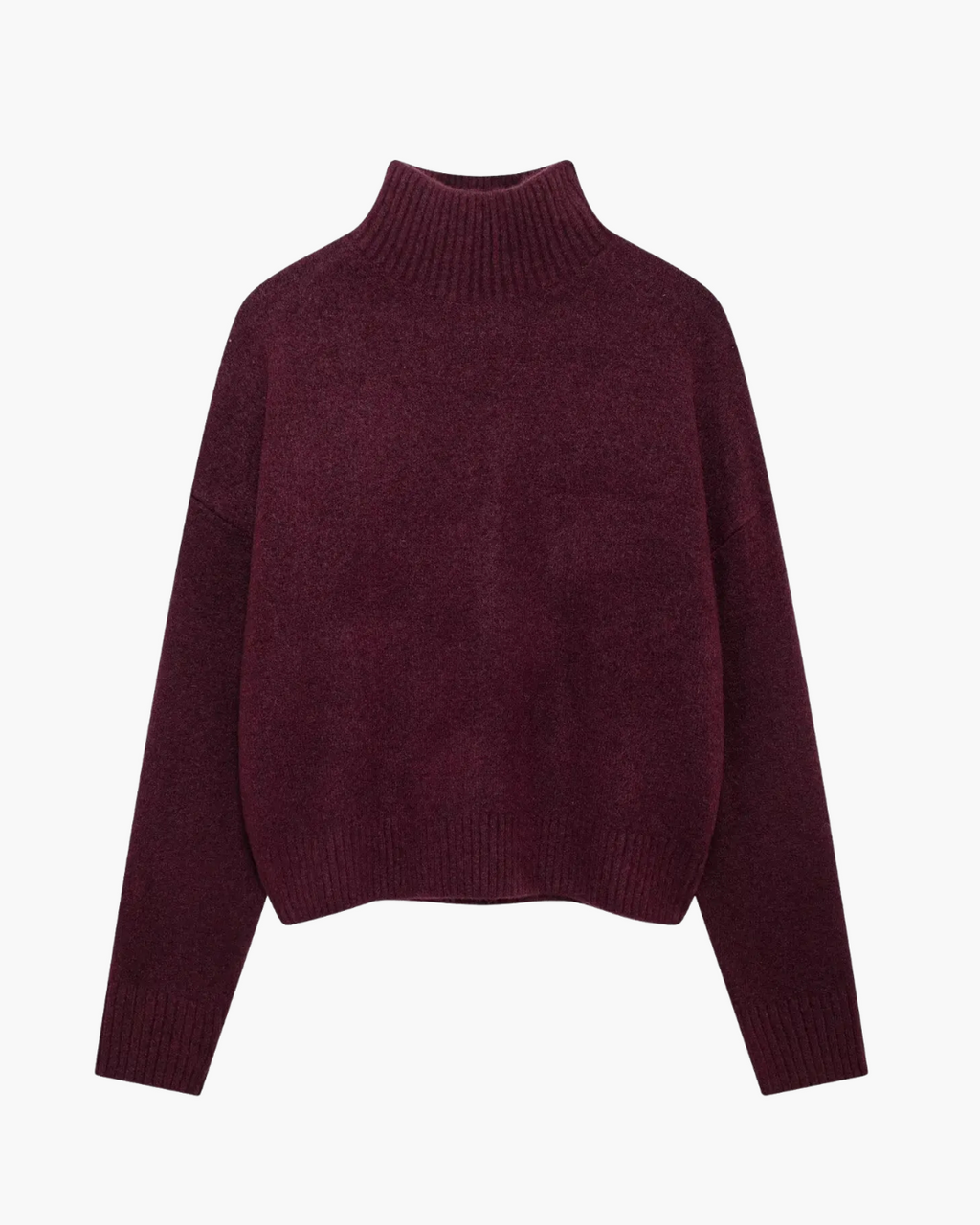 Vintage Bordeaux Gebreide Trui met Lange Mouwen voor Dames