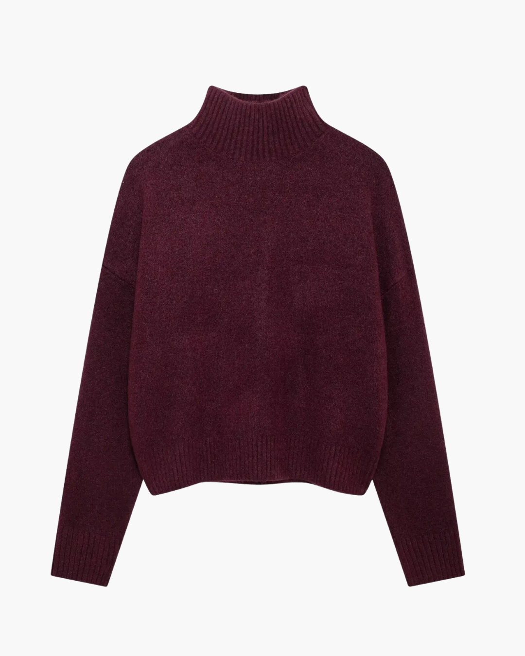 Vintage Bordeaux Gebreide Trui met Lange Mouwen voor Dames