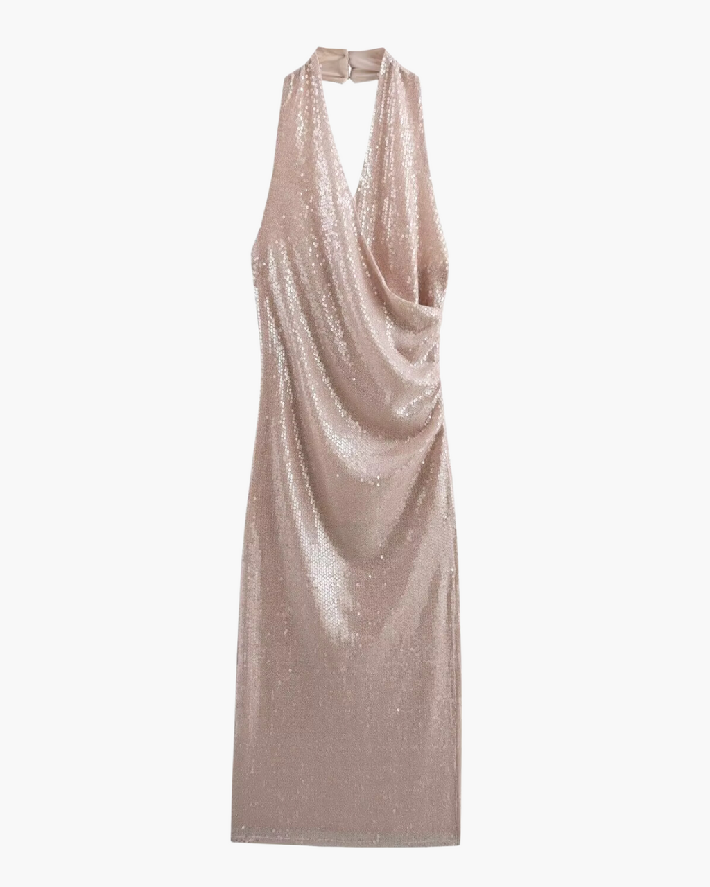 Hangende Halskraag met Open Rug Midi Jurk met Pailletten voor Dames