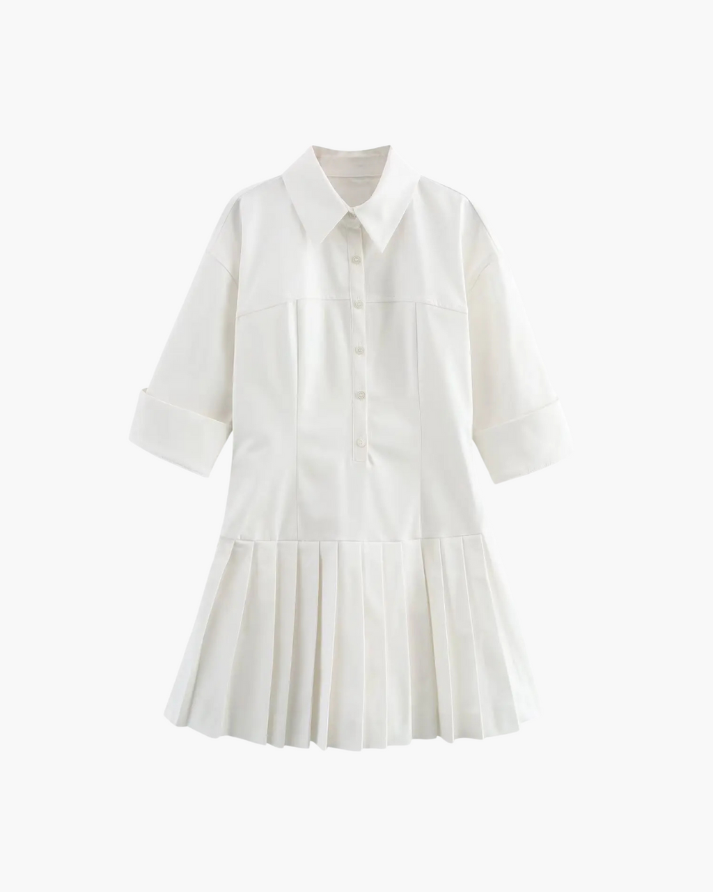 Zomerjurk Shirtstijl met Kraag en Knoopsluiting met Broekje voor Dames