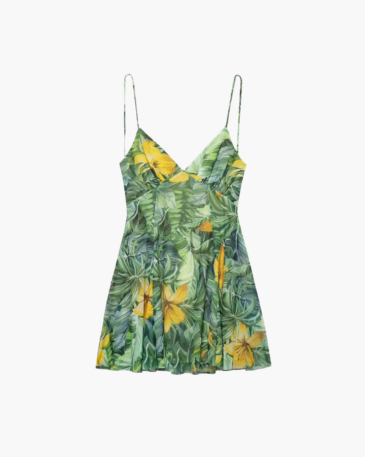 Mouwloze Mini-jurk met Print en Open Rug voor Dames