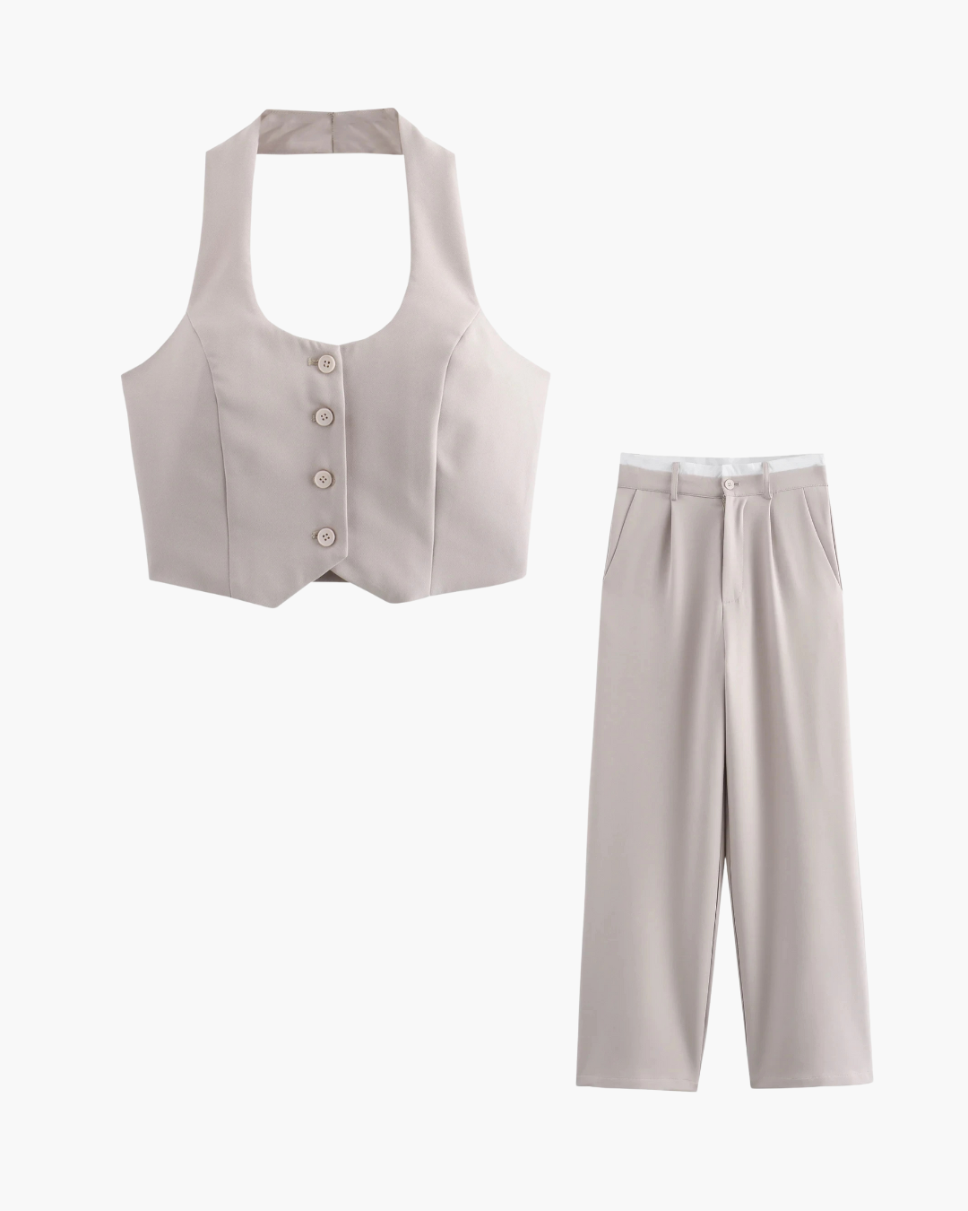 2-delig Set met Halter Top en Hoge Taille Broek voor Dames