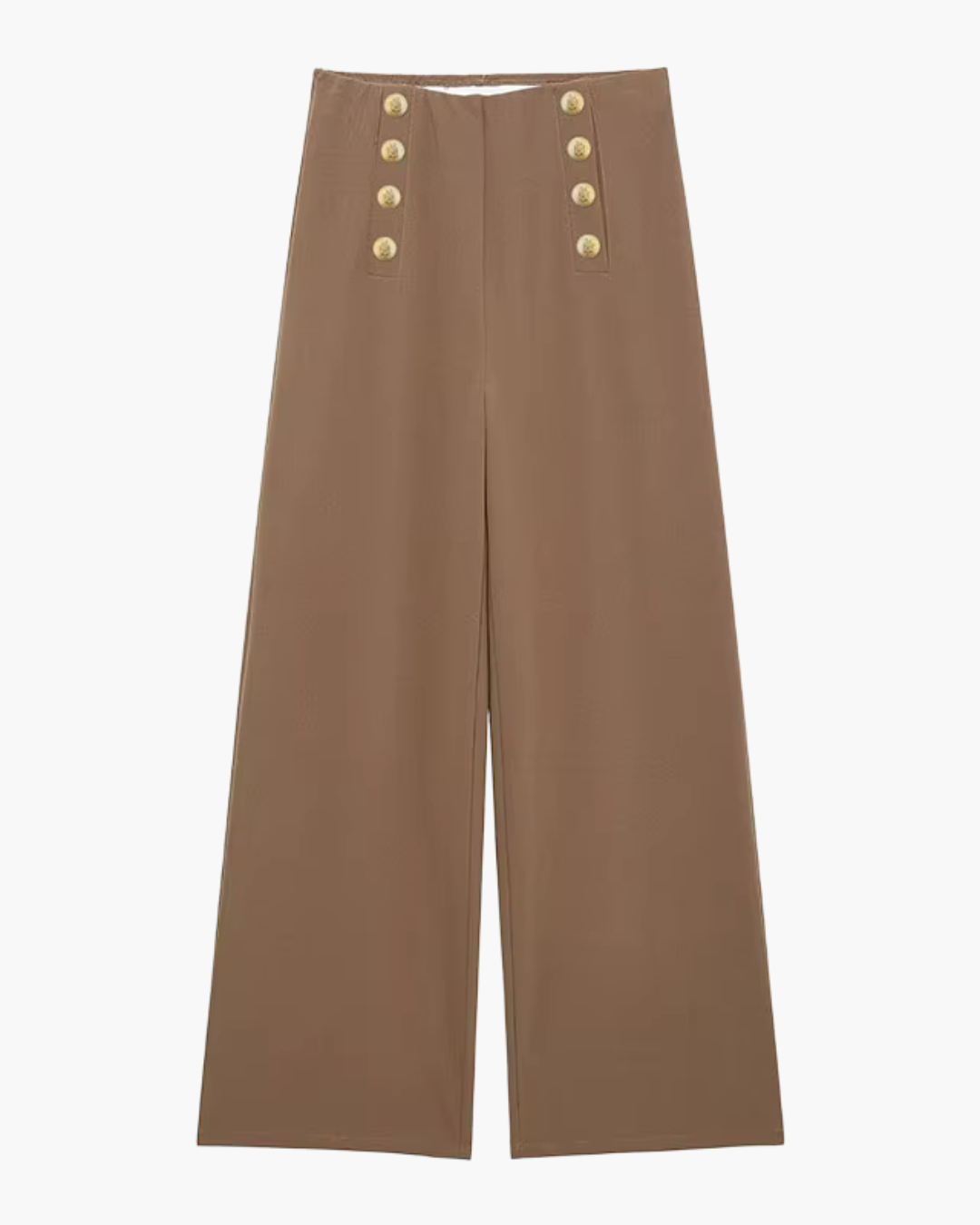 Casual Wijde Pijpen Broek met Knopen voor Dames