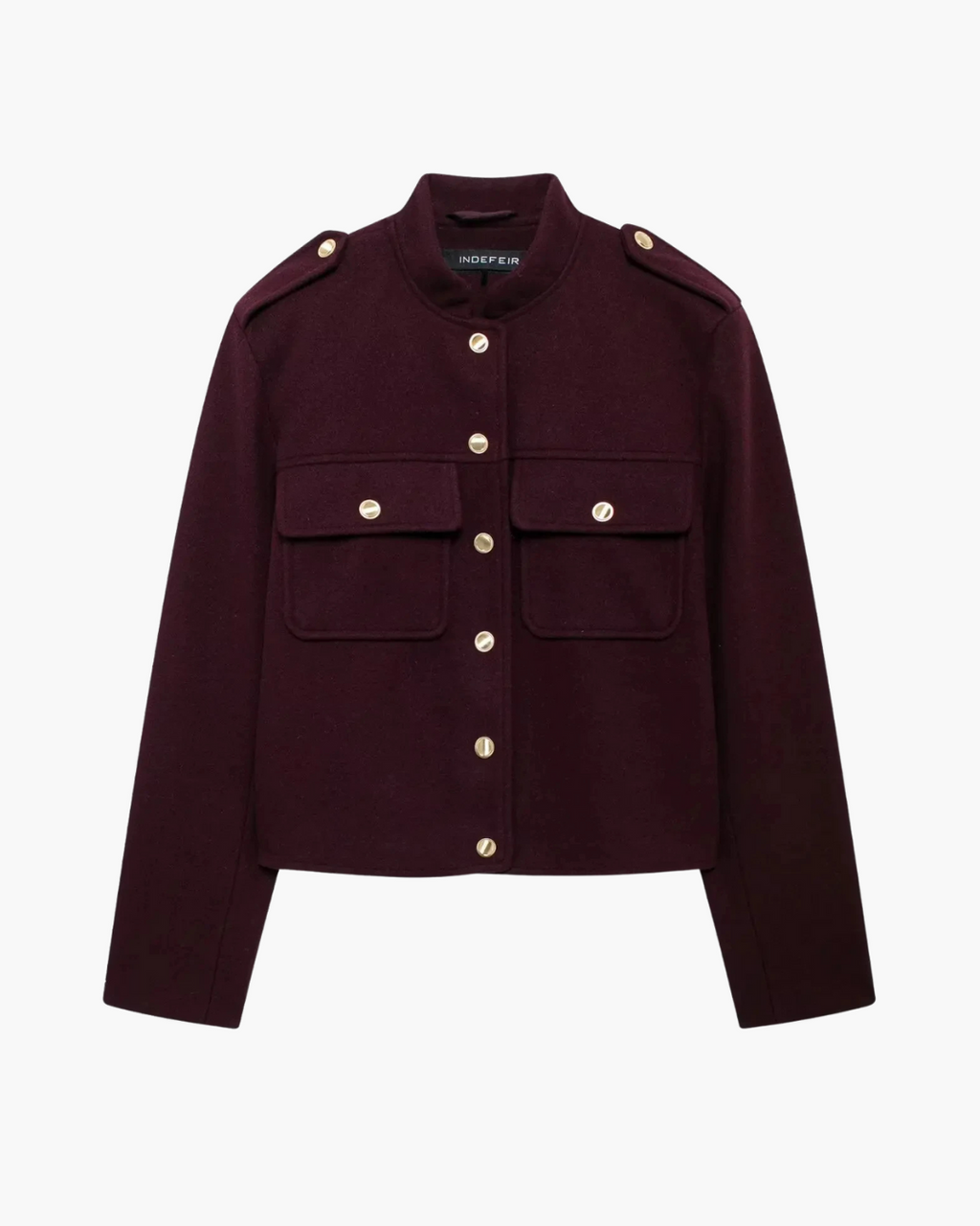 Bordeaux Rode Streetstyle Jas met Revers en Zakken voor Dames