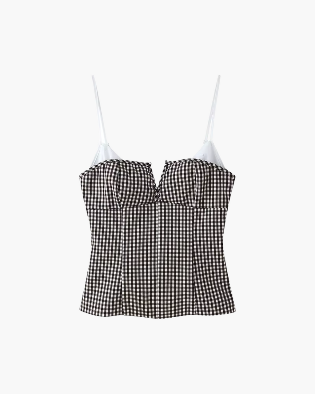 Patchwork Plaid Tanktop met Open Rug en Rits voor Dames