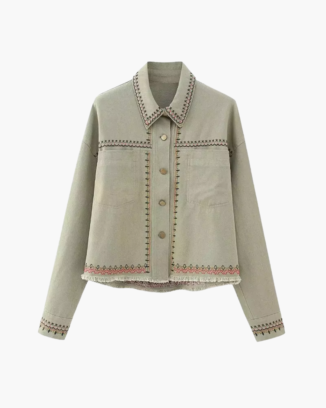 Herfst Mode Vintage Borduurwerk Denim Blouse voor Dames