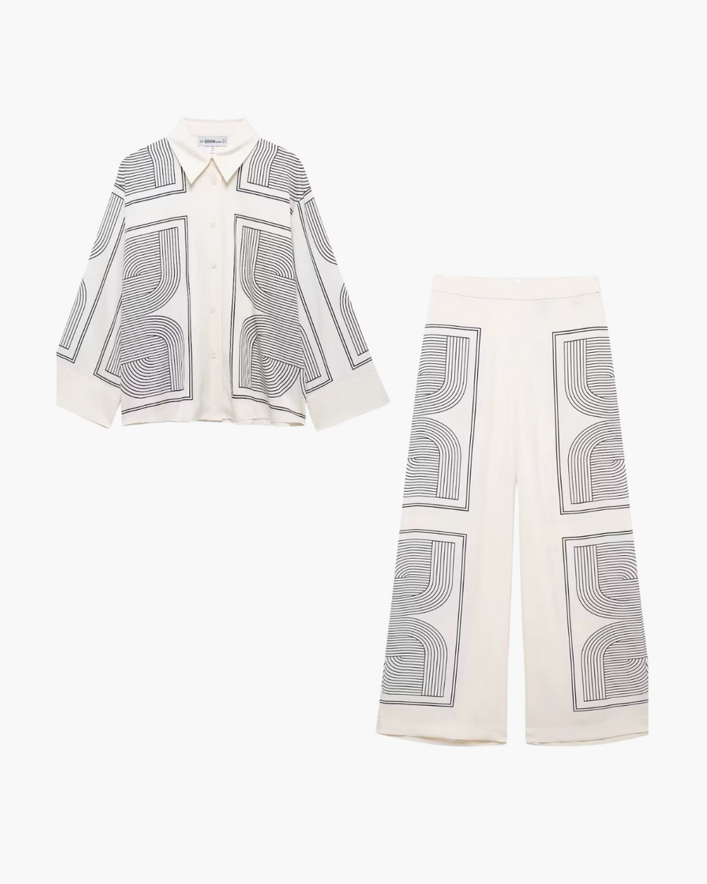 Mode Revers Shirt en Hoge Taille Rits Broek voor Dames