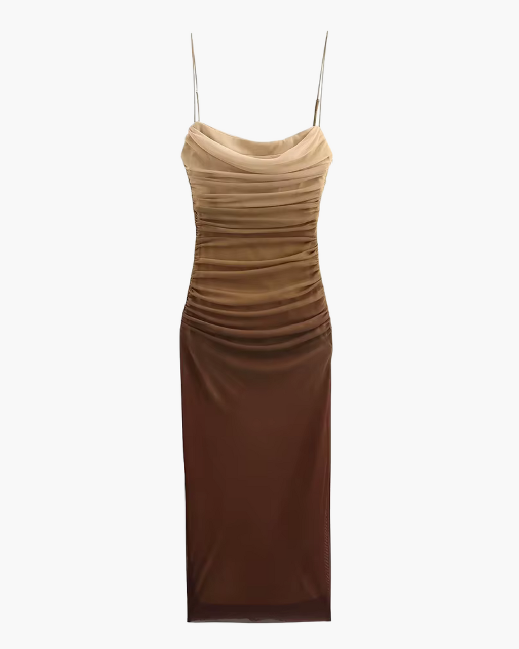 Elegante Tule Halter Midi Dress Met Kleurverloop Voor Dames