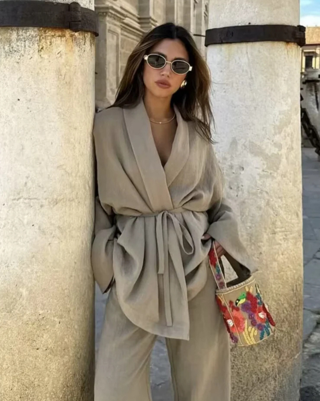 Elegante Linnen Comfortabele Oversized Set voor Dames