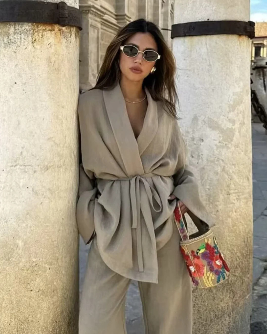 Elegante Linnen Comfortabele Oversized Set voor Dames