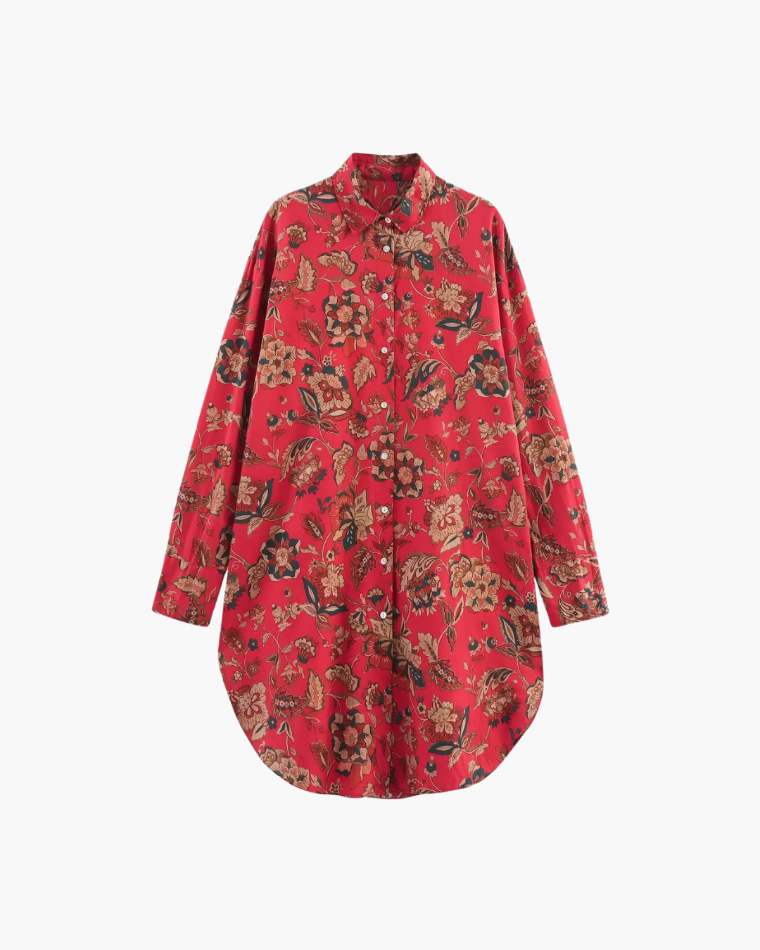 Elegante Shirtjurk met Lange Mouwen en Reverskraag voor Dames