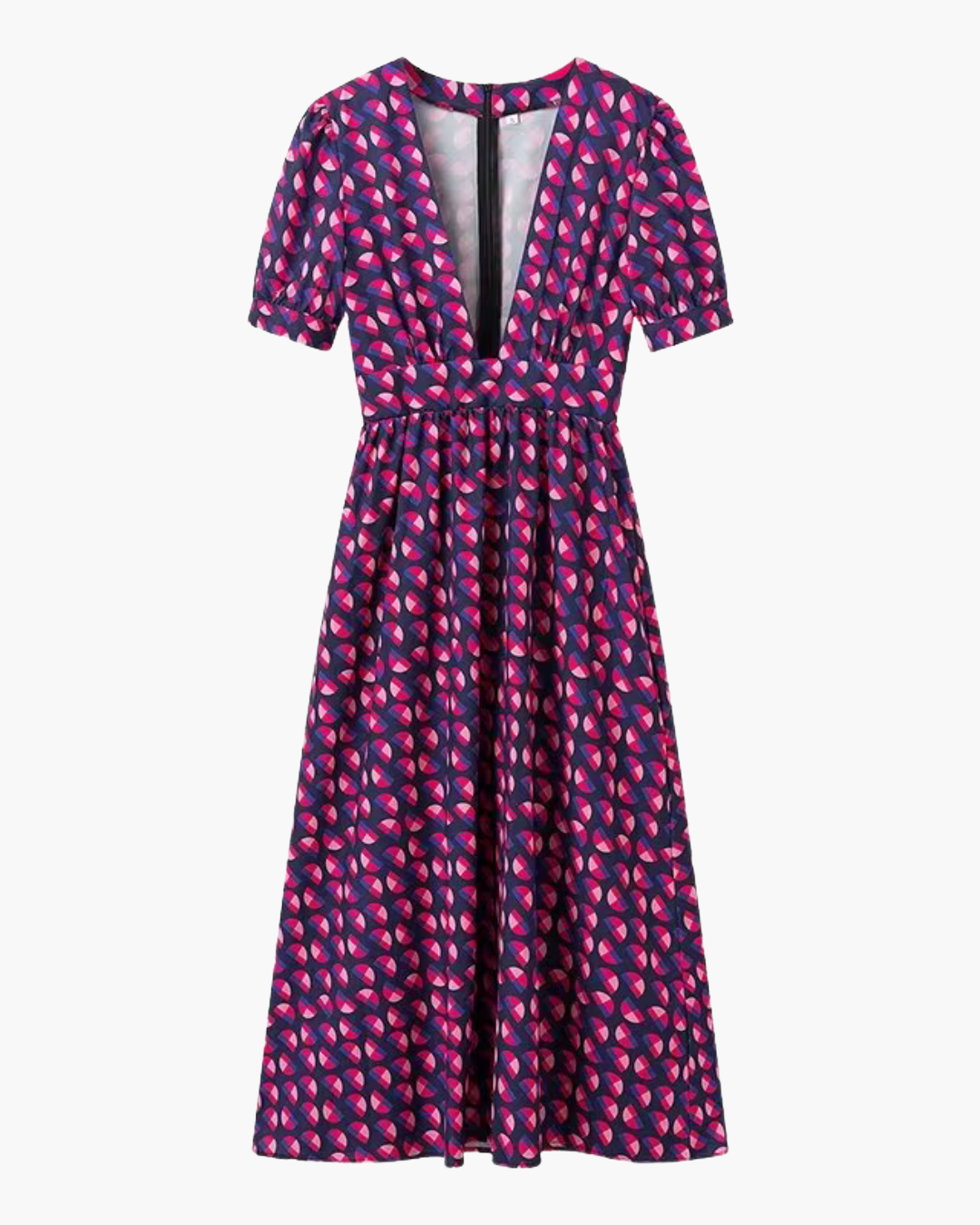 V-Hals Lange Jurk met Print en Zak voor Dames