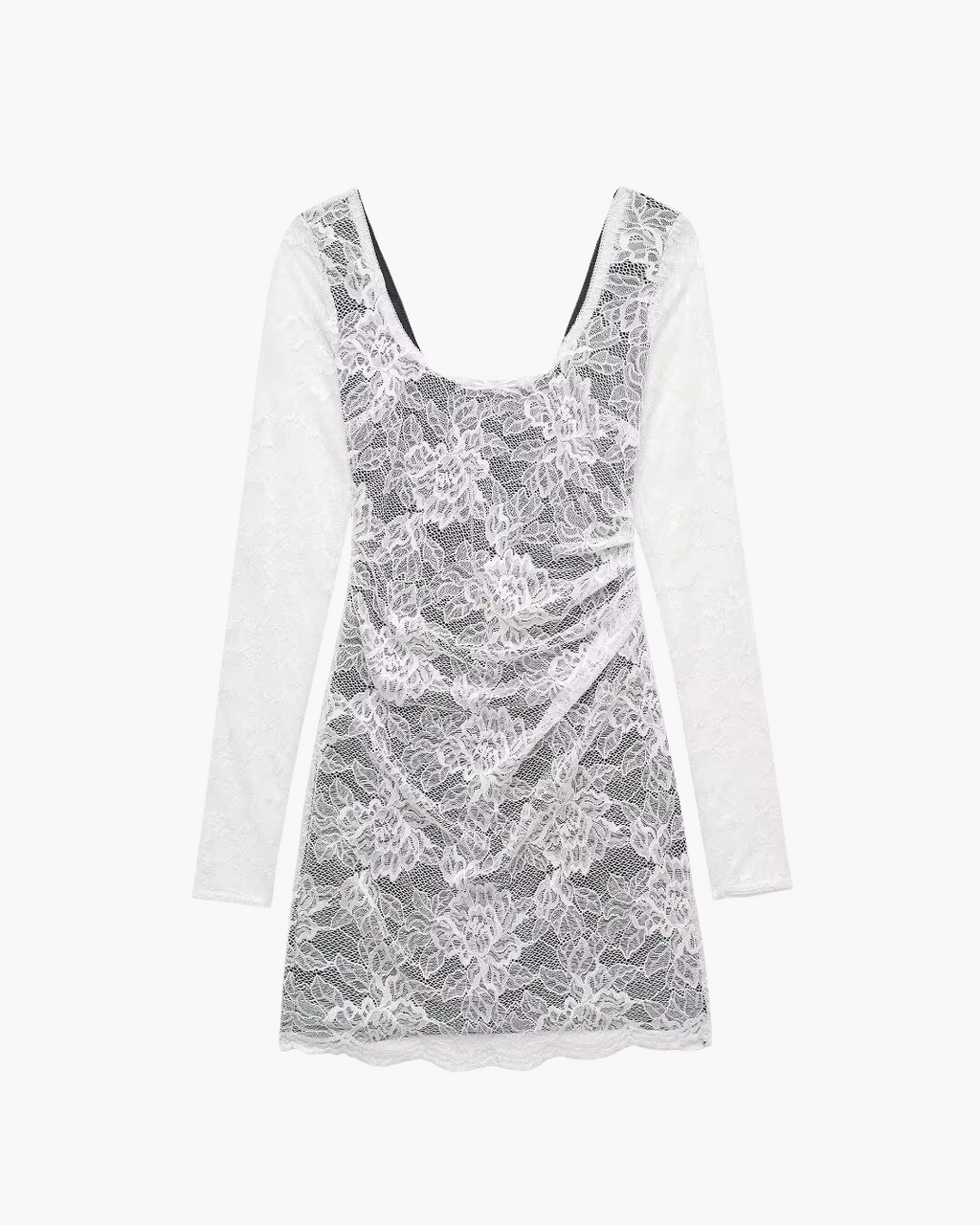 Kanten Mini-jurk met Vierkante Hals en Strikje voor Dames