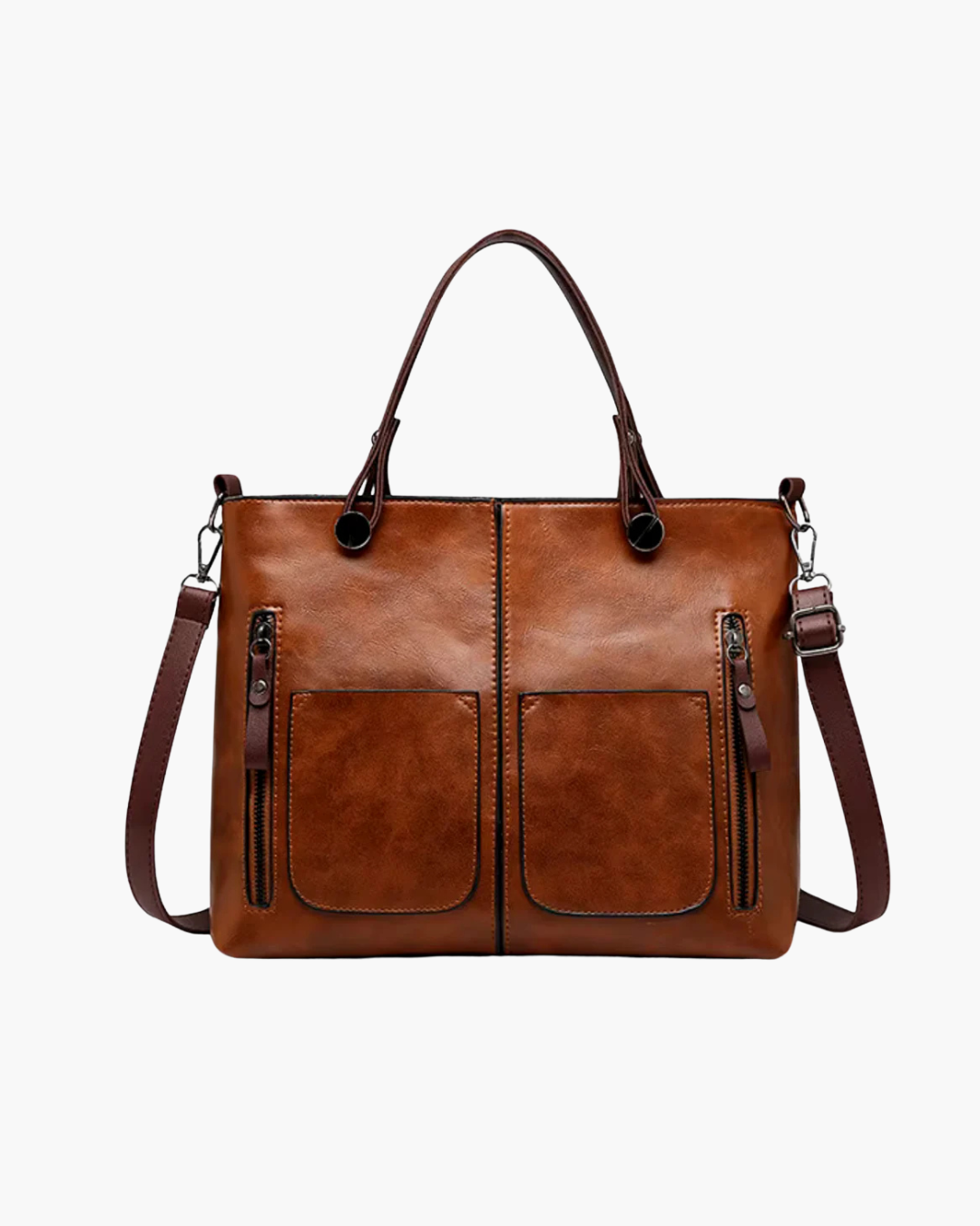 Vintage Schoudertas Ruime PU-Leren Tote met Meerdere Vakken