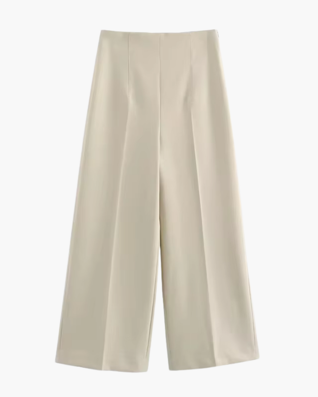 Hoge Taille Beige Wijde Pijpen Broek voor Dames