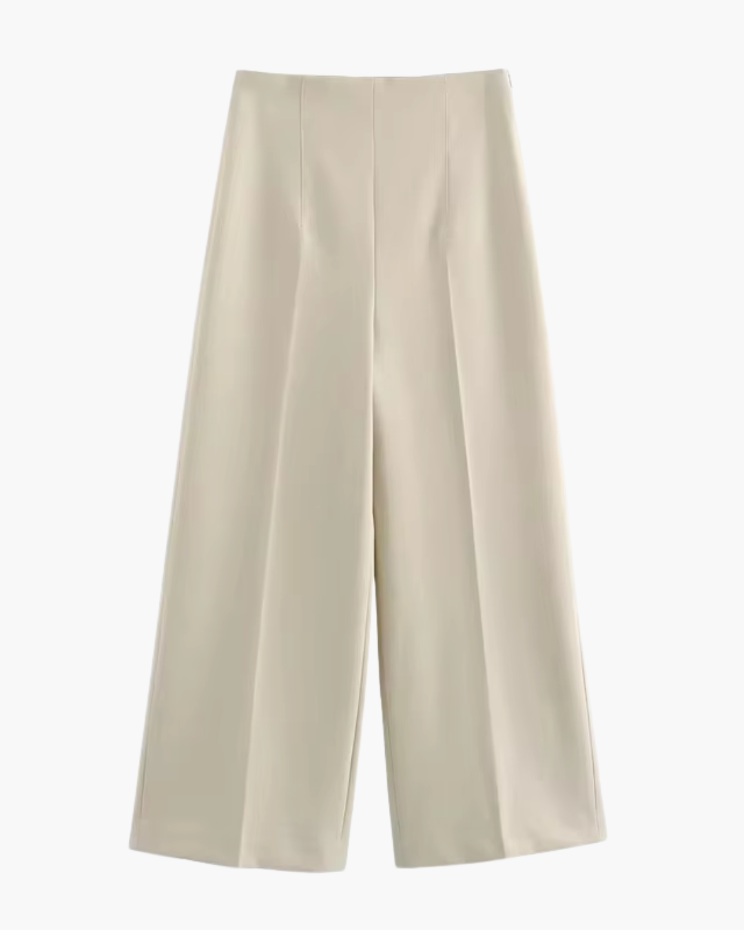 Hoge Taille Beige Wijde Pijpen Broek voor Dames