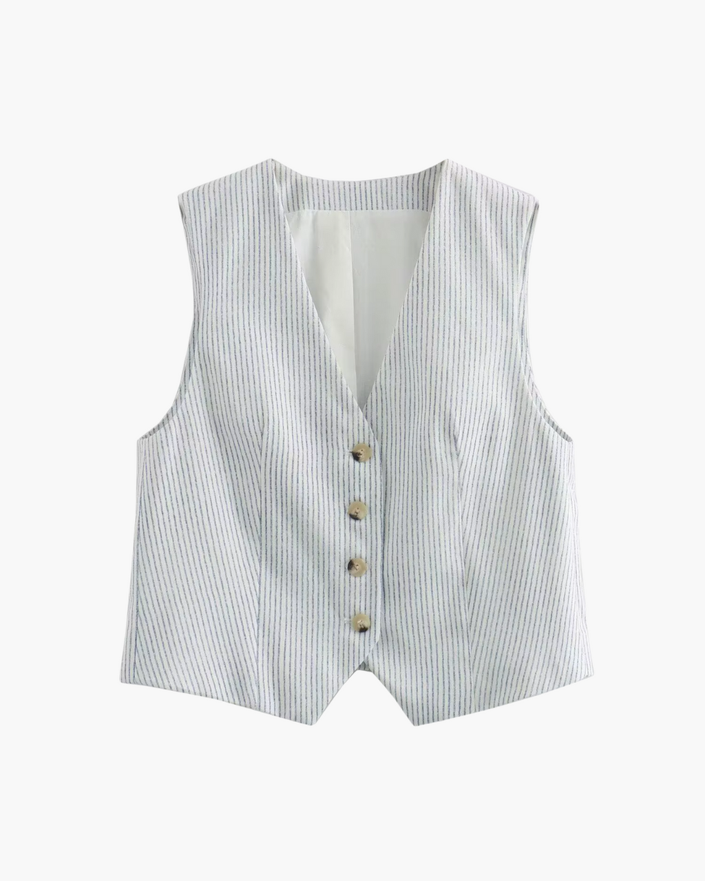 Gestreept Kort Vest met V-Hals Voor Dames