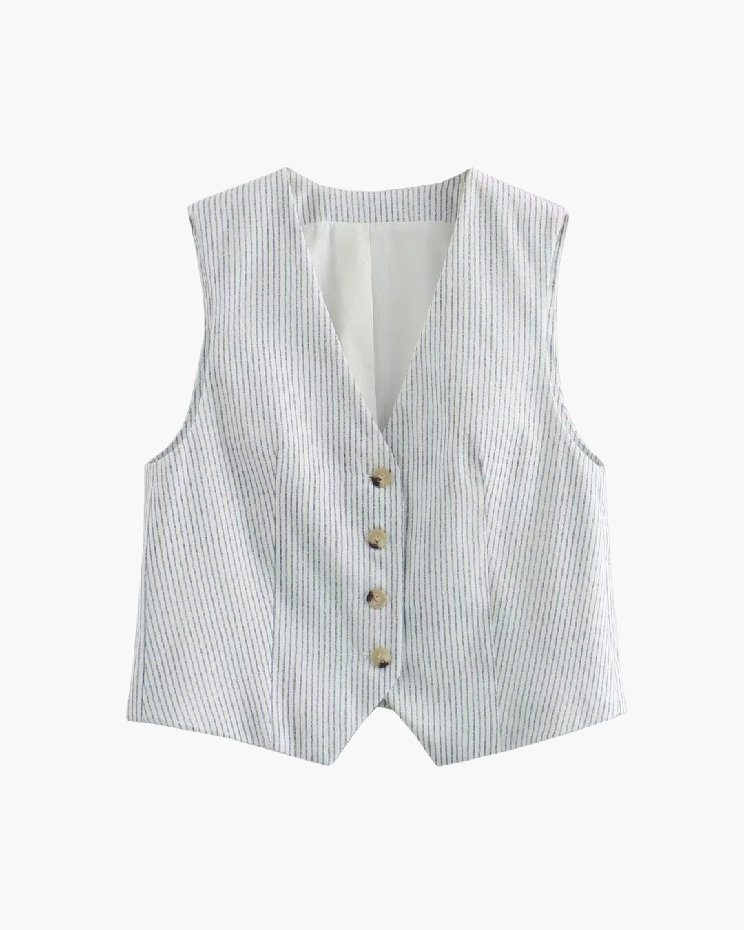 Gestreept Kort Vest met V-Hals Voor Dames