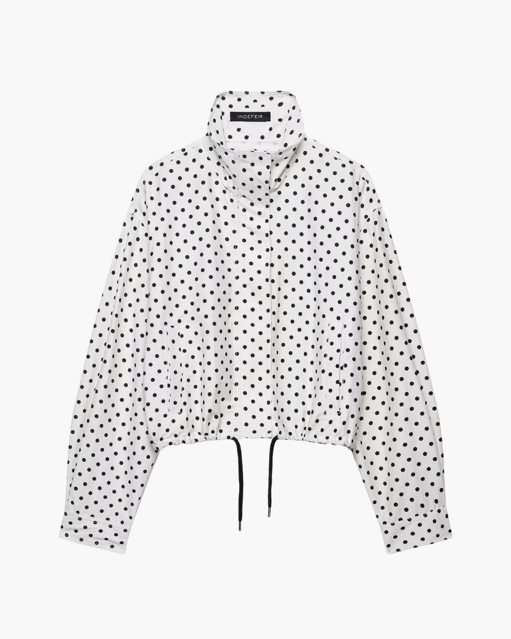 Casual Losse Polkadot Herfstjas met Rits en Trekkoord voor Dames