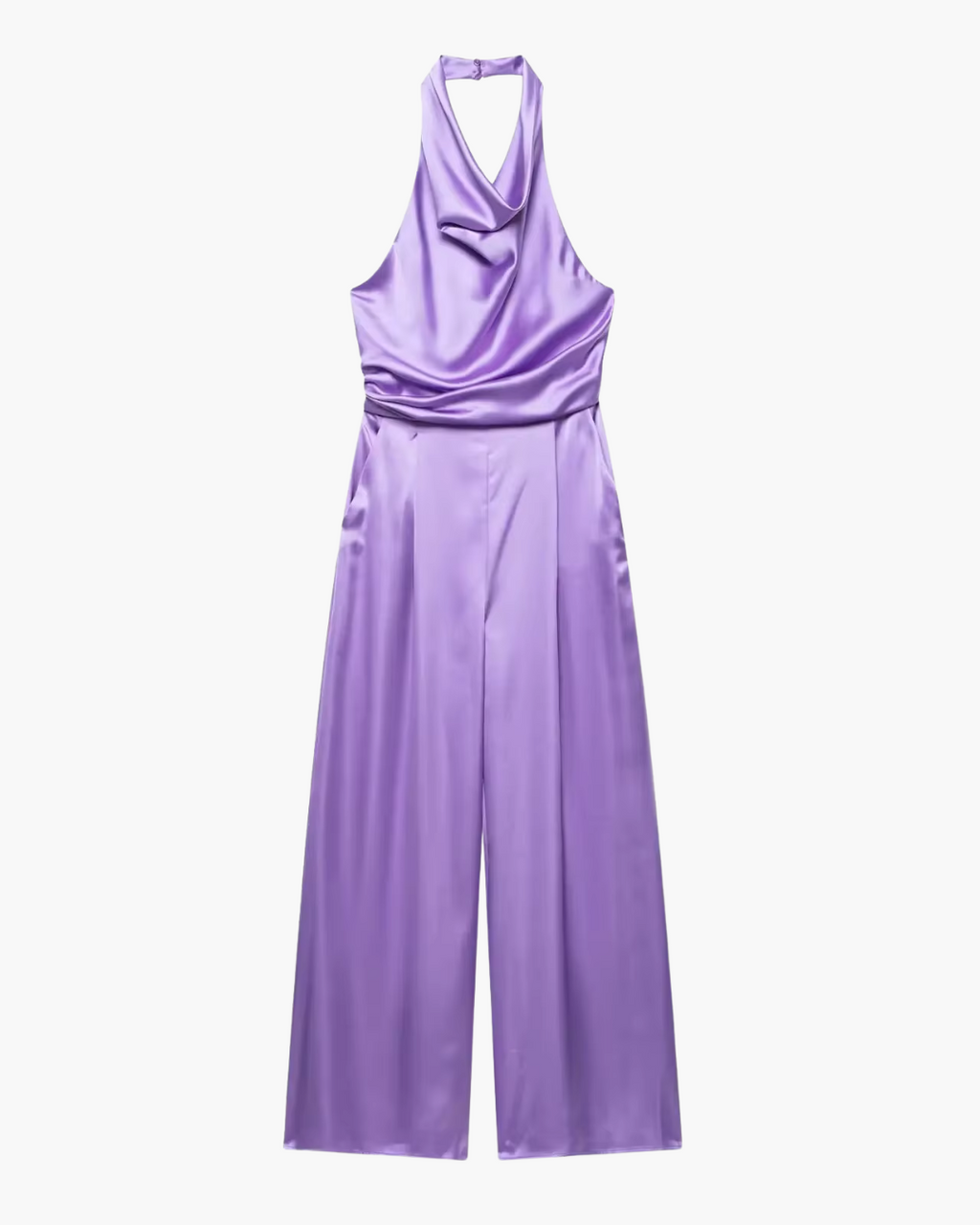 Elegante Paarse Satijnen Halter Jumpsuit voor Dames