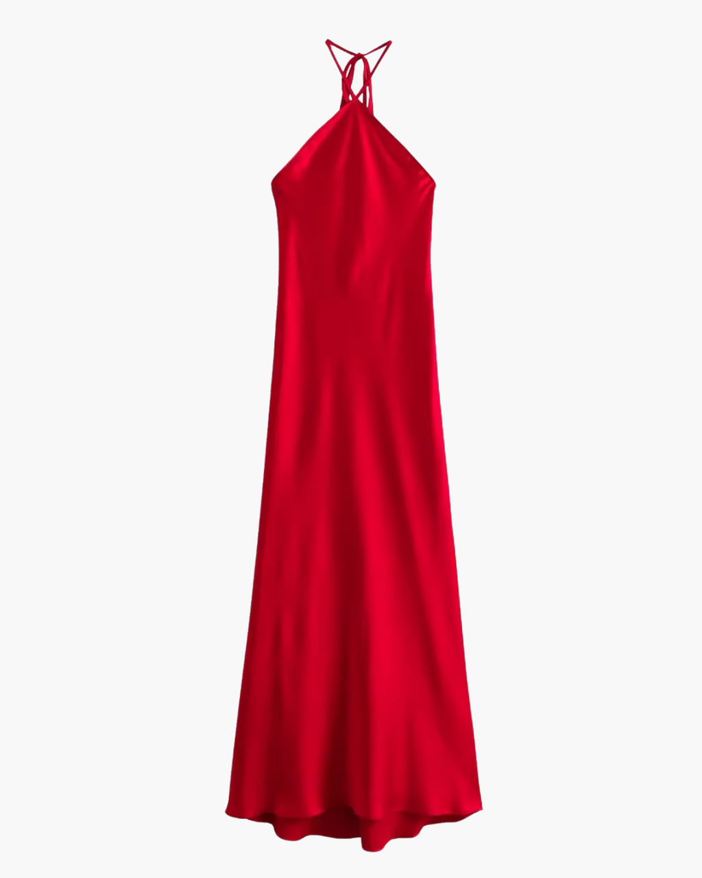 Rode Halterjurk met Open Rug en Off Shoulder voor Dames