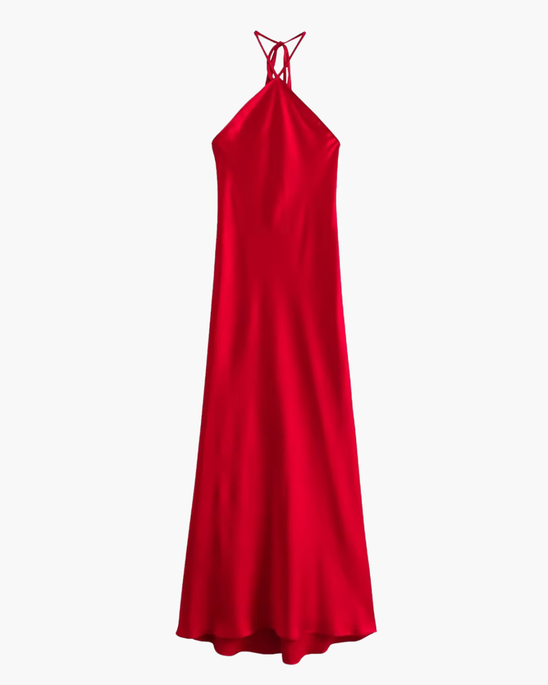 Rode Halterjurk met Open Rug en Off Shoulder voor Dames