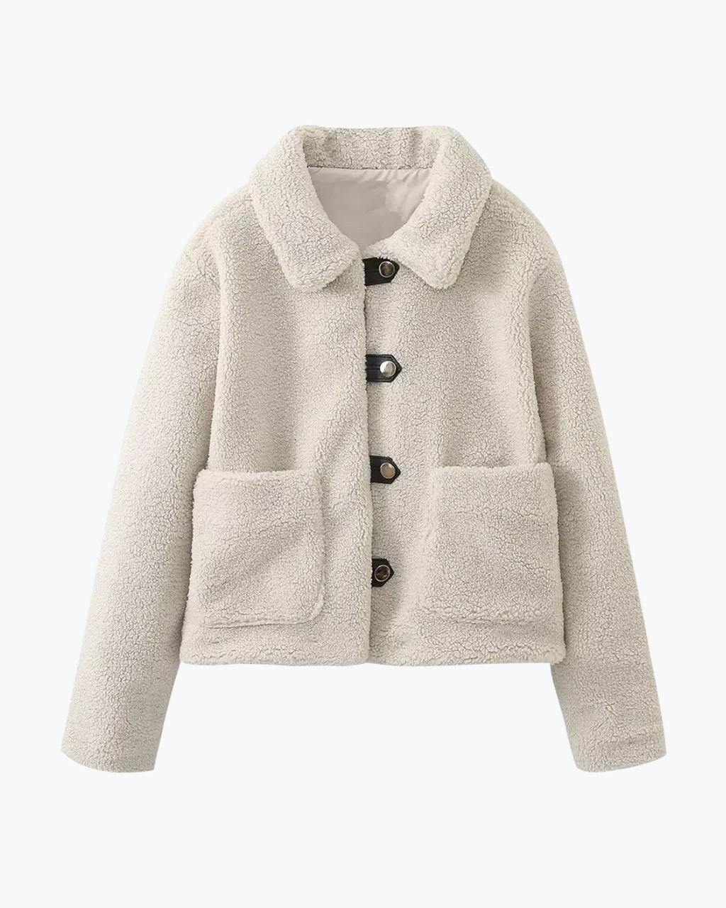 Casual Effen Winterjas met Kraag, Knopen en Zakken voor Dames