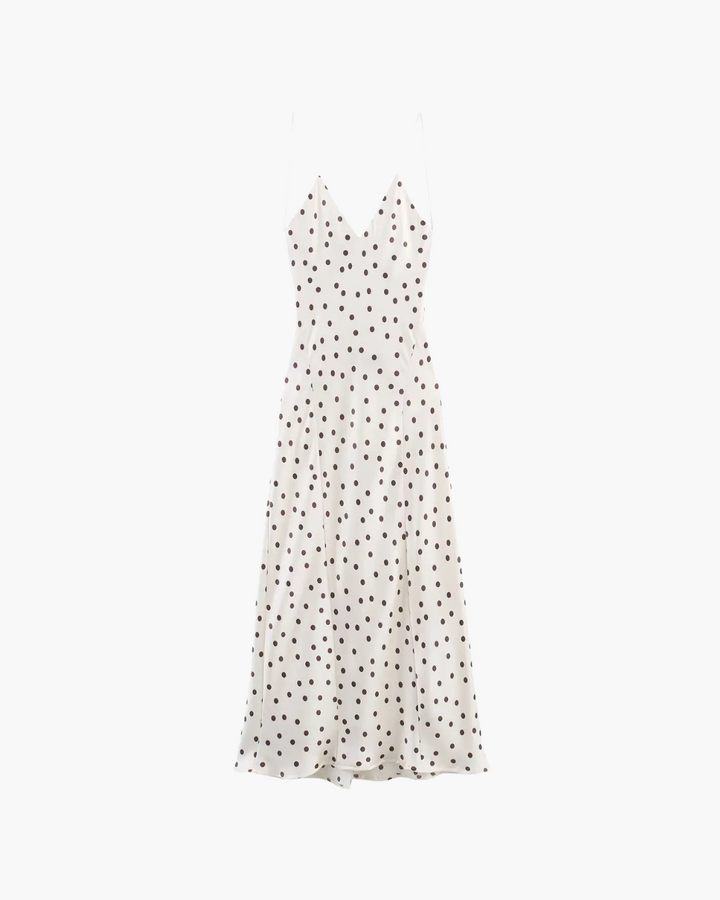 Satijnen Backless Polkadot Jurk met V-hals voor Dames