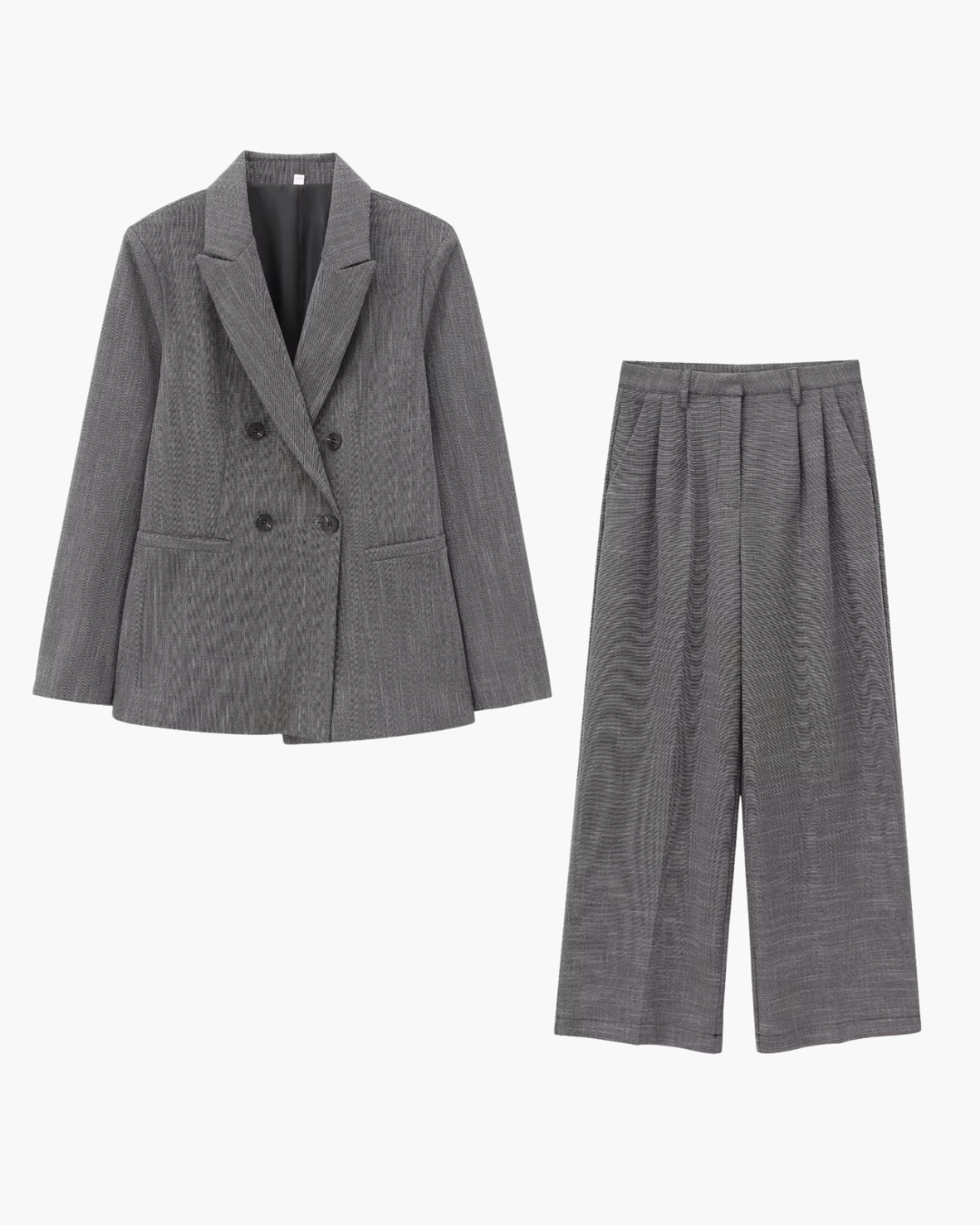 Vintage Grijze Office Lady Blazer en Broek Set