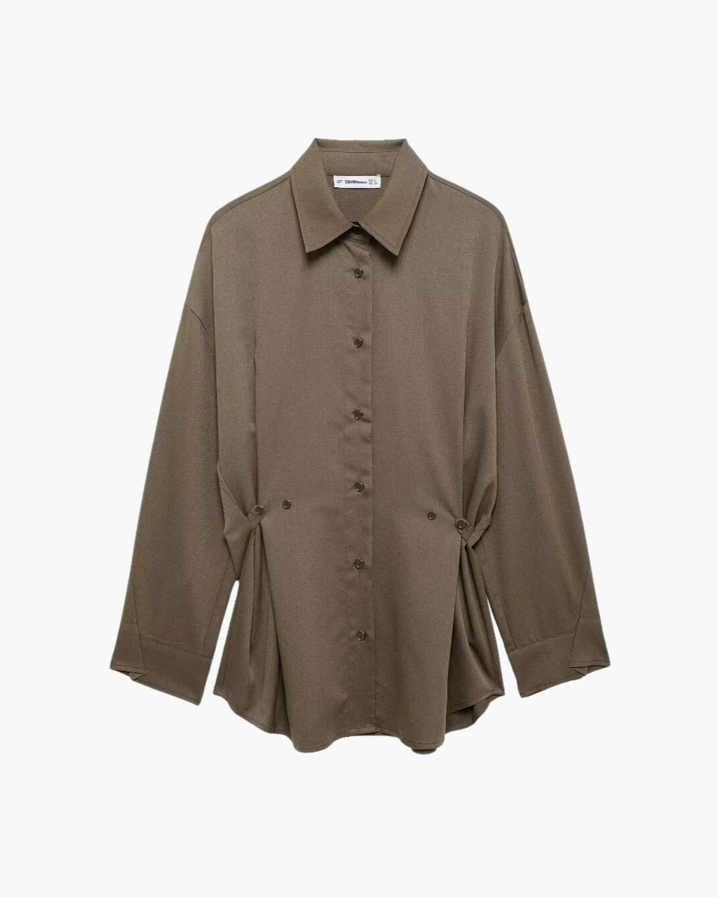 Vintage Bruine Chique Blouse met Verstelbare Knopen voor Dames