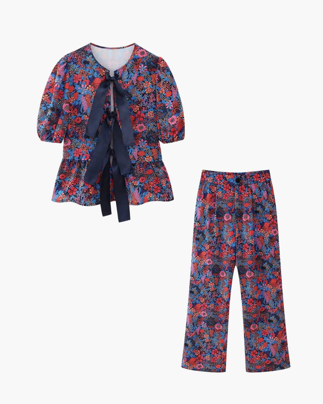 Bohemian Set met Top met Strik en Hoge Taille Broek voor Dames