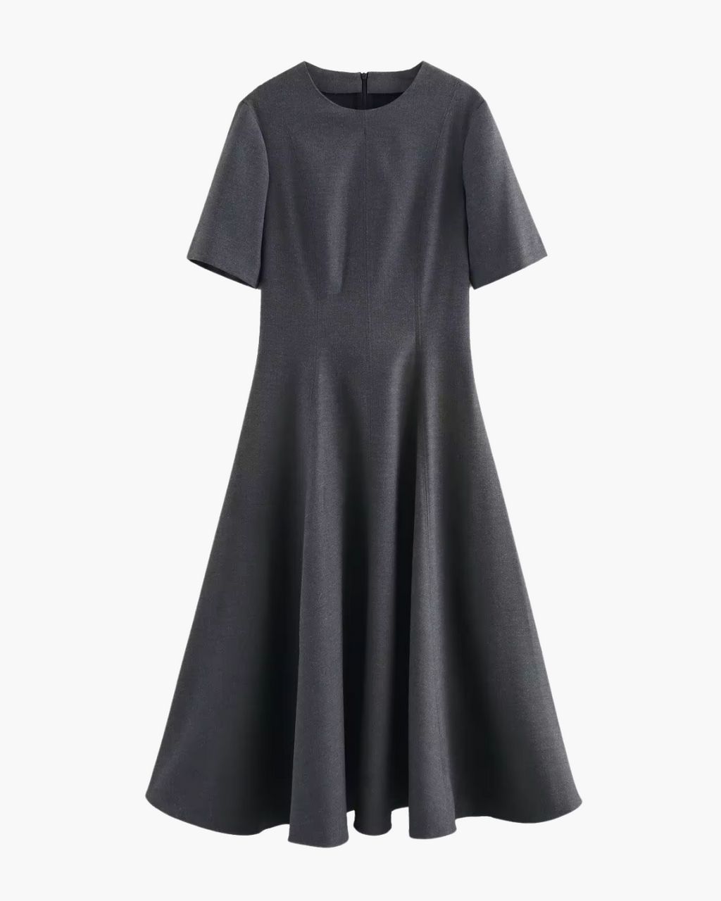 Vintage Geplooide Midi Jurk met Korte Mouwen voor Dames